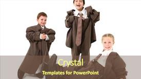  Presentation with children - Audience pleasing presentation theme consisting of dress up - adorable children in baggy business backdrop and a tawny brown colored foreground