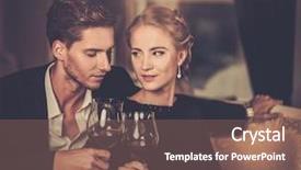  Presentation with wine - Presentation design enhanced with dress up - beautiful young couple with glasses background and a violet colored foreground