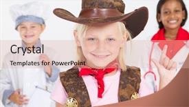  Presentation with cowgirl - Presentation theme featuring dress up - cute little cowgirl background and a lemonade colored foreground