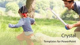  Presentation with adventure - Colorful presentation theme enhanced with dress up - father playing exciting adventure game backdrop and a blonde colored foreground