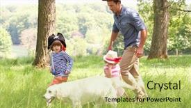  Presentation with family playing board game - PPT theme enhanced with dress up - father playing exciting adventure game background and a yellow colored foreground