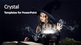  Presentation with halloween - Slide deck consisting of dress up - little halloween witch reading conjure background and a black colored foreground