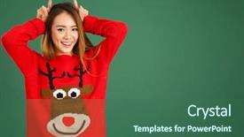  Presentation with pretty girl - Slide set featuring dress up - pretty young singaporean girl wearing background and a ocean colored foreground