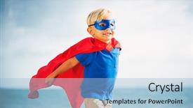  Presentation with superhero - Slides consisting of dress up - superhero kid background and a light blue colored foreground