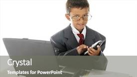  Presentation with elementary - Colorful PPT theme enhanced with dress up - young elementary boy backdrop and a gray colored foreground