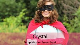  Presentation with super heroes - PPT layouts featuring dress up - young woman with red super background and a coral colored foreground
