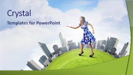  Presentation with green globe - Audience pleasing presentation theme consisting of dress walking on green globe backdrop and a  colored foreground