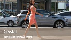  Presentation with growth - Presentation theme consisting of dress walking on the street background and a  colored foreground