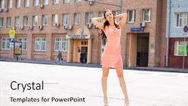  Presentation with bone growth - Amazing slide set having dress walking on the street backdrop and a  colored foreground