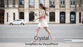  Presentation with summer flowers - PPT layouts consisting of dress walking on the street background and a light gray colored foreground