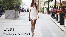  Presentation with growth - Theme consisting of dress walking on the street background and a  colored foreground