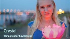  Presentation with blue water - Presentation theme having dress with a water lanterns background and a  colored foreground