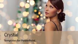  Presentation with cocktail party - Beautiful PPT theme featuring dress with cocktail over christmas backdrop and a coral colored foreground