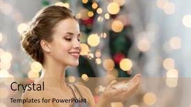  Presentation with glamour - Presentation theme having dress with diamond over christmas background and a coral colored foreground