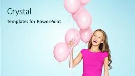  Presentation with blue balloons - Presentation theme featuring dress with helium air balloon background and a cool aqua colored foreground