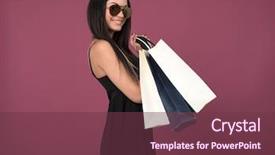  Presentation with black woman - Amazing PPT layouts having dress with some shopping bag backdrop and a tawny brown colored foreground