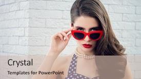  Presentation with blue - Audience pleasing slides consisting of dress with white dots pin backdrop and a soft green colored foreground