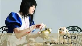  Presentation with video game - Beautiful slides featuring dressed as alice in wonderland backdrop and a coral colored foreground