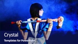  Presentation with video game - Amazing PPT layouts having dressed as alice in wonderland backdrop and a navy blue colored foreground
