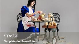  Presentation with video game - Colorful PPT theme enhanced with dressed as alice in wonderland backdrop and a gray colored foreground