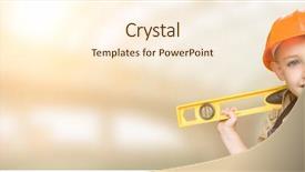  Presentation with boy band - Presentation theme featuring dressed as contractor holding level background and a cream colored foreground