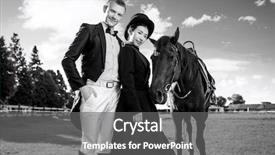  Presentation with horse in field - Presentation design consisting of dressed couple standing with horse background and a  colored foreground