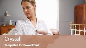  Presentation with unhappy - Slide set consisting of dressed for work holding baby background and a coral colored foreground