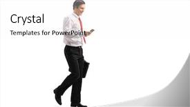  Presentation with shot - Slides enhanced with dressed guy with a briefcase background and a white colored foreground