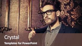  Presentation with well - Presentation design consisting of dressed imposing man in elegant background and a tawny brown colored foreground