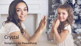  Presentation with child tree - PPT theme consisting of dressed in beautiful fashion flower background and a coral colored foreground