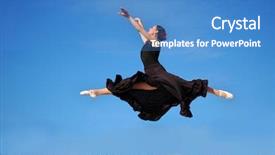  Presentation with blue black and silver - Presentation featuring dressed in black jumping high background and a teal colored foreground