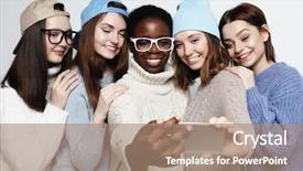  Presentation with tehnology - Cool new presentation theme with dressed in casual wear make backdrop and a coral colored foreground