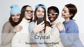  Presentation with tehnology - Presentation theme featuring dressed in casual wear make background and a light gray colored foreground