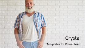  Presentation with paint white brick wall - Audience pleasing presentation theme consisting of dressed in jeans with checkered backdrop and a light gray colored foreground