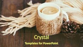  Presentation with hot tea - Cool new presentation theme with dressed in knitted warm winter backdrop and a tawny brown colored foreground