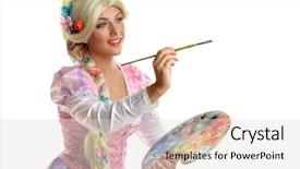  Presentation with renaissance - Presentation theme consisting of dressed in princess costume painting background and a lemonade colored foreground