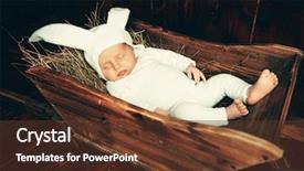  Presentation with neonatal premature newborn baby girl - Colorful presentation design enhanced with dressed in rabbit costume easter backdrop and a  colored foreground