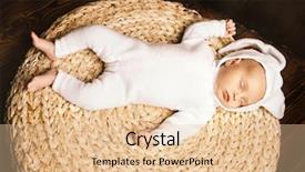  Presentation with baby foot newborn and family - PPT layouts having dressed in rabbit costume easter background and a  colored foreground