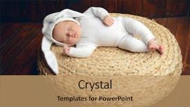  Presentation with newborn baby on his mothers and - PPT layouts enhanced with dressed in rabbit costume easter background and a  colored foreground