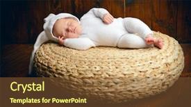  Presentation with newborn baby - PPT theme consisting of dressed in rabbit costume easter background and a  colored foreground