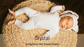  Presentation with cute baby - PPT theme with dressed in rabbit costume easter background and a  colored foreground