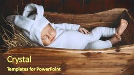  Presentation with neonatal premature newborn baby girl - Slide deck consisting of dressed in rabbit costume easter background and a  colored foreground