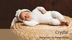  Presentation with cute baby - Beautiful slides featuring dressed in rabbit costume easter backdrop and a coral colored foreground