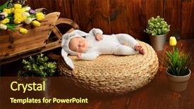  Presentation with newborn baby on his mothers and - PPT layouts with dressed in rabbit costume easter background and a tawny brown colored foreground