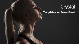 Presentation with fitness and beauty - Cool new slides with dressed in sportswear with eye backdrop and a dark gray colored foreground