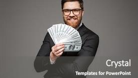  Presentation with people lost money fired businessman - Slide deck featuring dressed in suit showing money background and a gray colored foreground