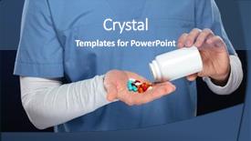  Presentation with doctor stetoscope and dark - Slide deck consisting of dressed in uniform getting pills background and a teal colored foreground