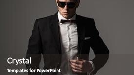  Presentation with black man - Presentation theme featuring dressed man in black suit background and a dark gray colored foreground