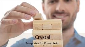  Presentation with wine case stack - Slide set enhanced with dressed man puts the latest background and a coral colored foreground