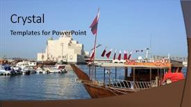  Presentation with islamic art - Presentation having dressed overall in qatari flag background and a light blue colored foreground